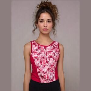 Champion C9 Womens‎ Tank Top Size Medium Pink White Graphic Running Activewear